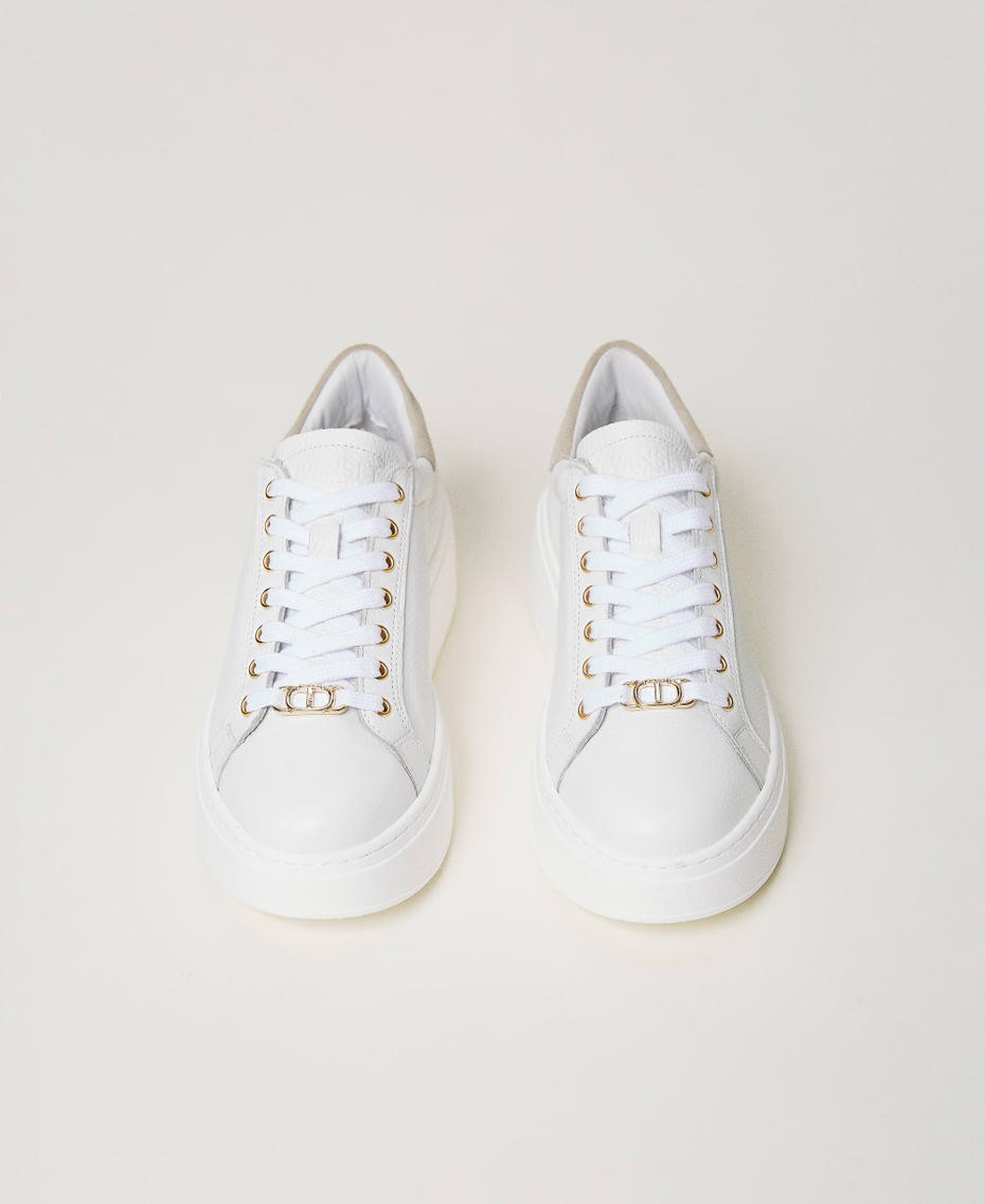 Leather trainers with contrasting detail