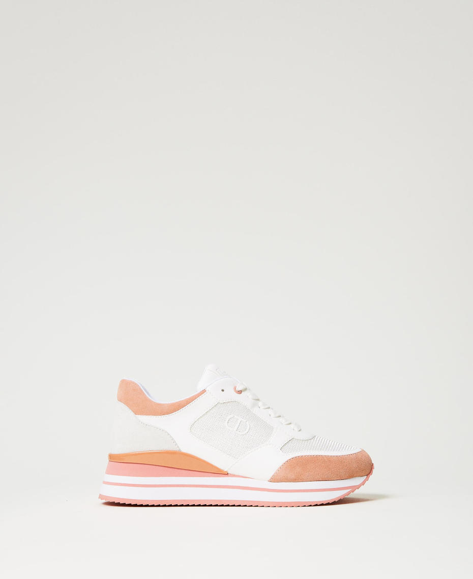 Colour block running trainers Two-tone Optical White / "Canyon Sunset" Orange Woman 241TCT09C-01
