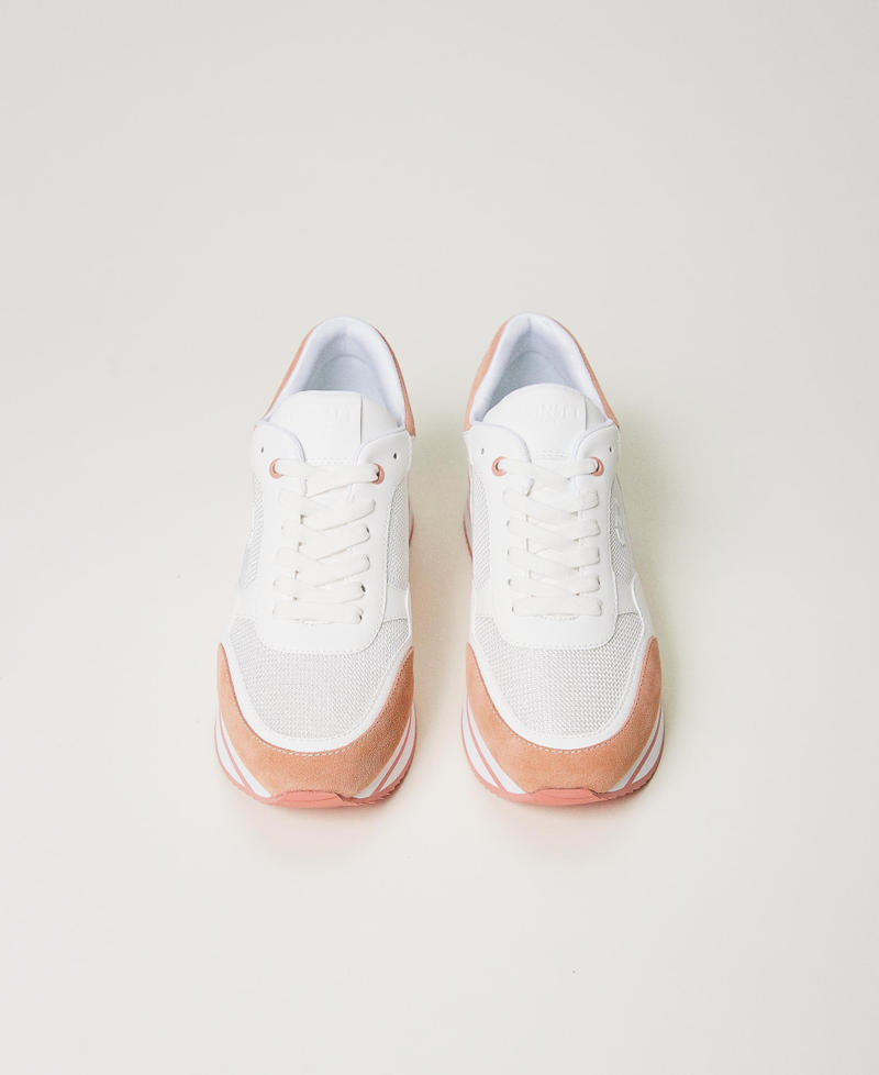 Color-Block-Sneaker im Laufschuhstil Zweifarbig Optisches Weiß / „Canyon Sunset“-Orange Frau 241TCT09C-04