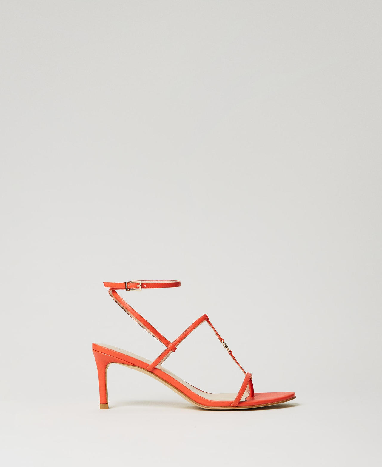 High heeled sandals with Oval T Woman Orange TWINSET Milano