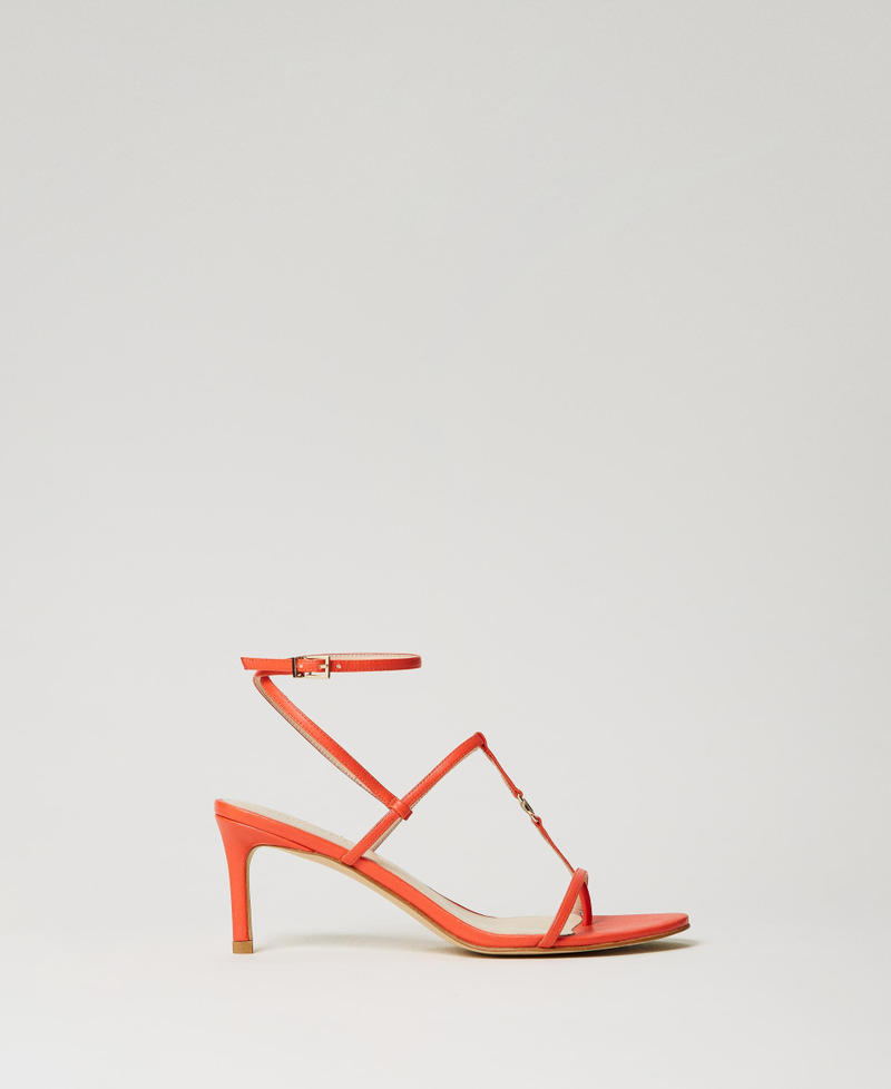 High heeled sandals with Oval T "Orange Sun” Orange Woman 241TCT102-01