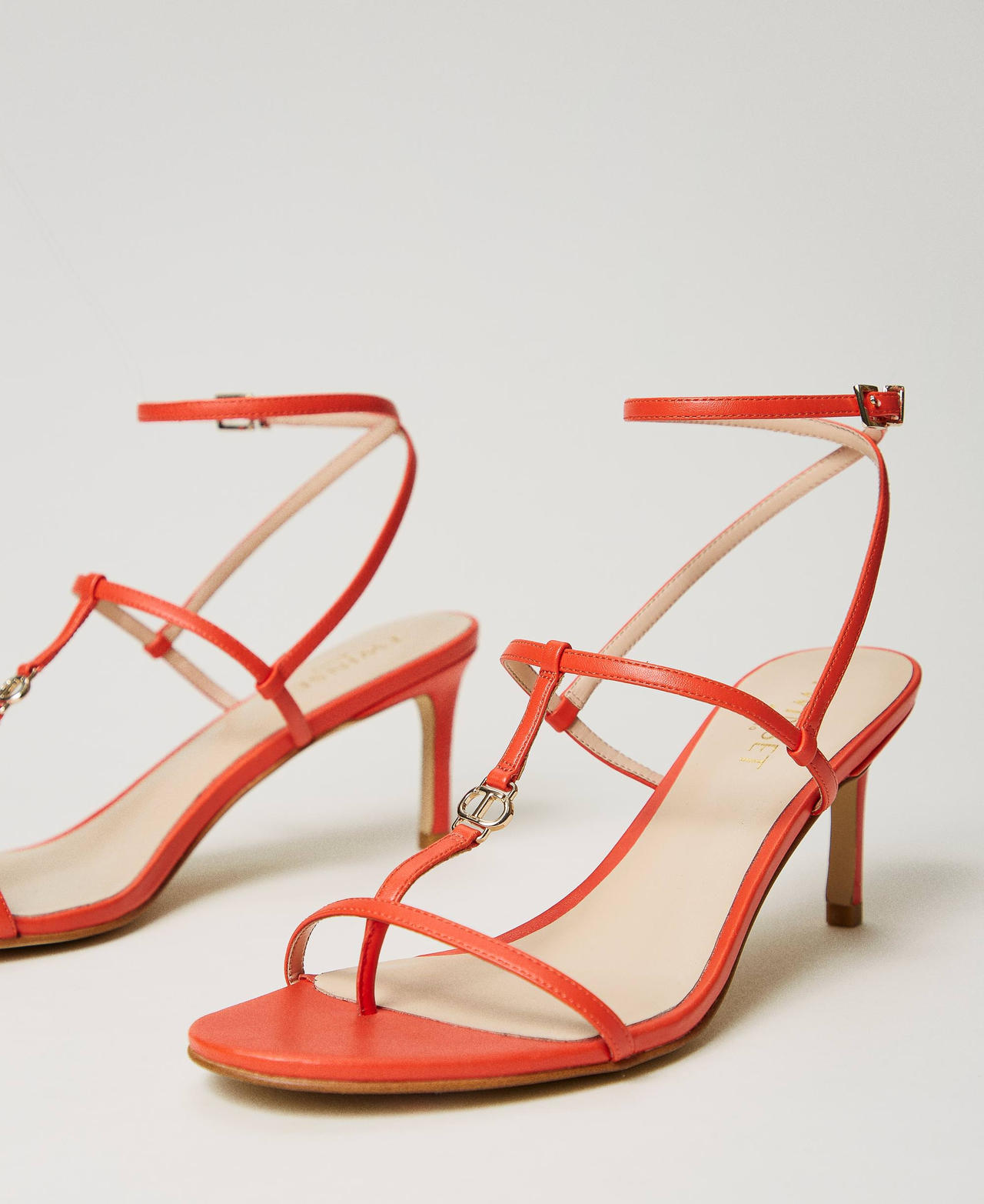 High heeled sandals with Oval T "Orange Sun” Orange Woman 241TCT102-02