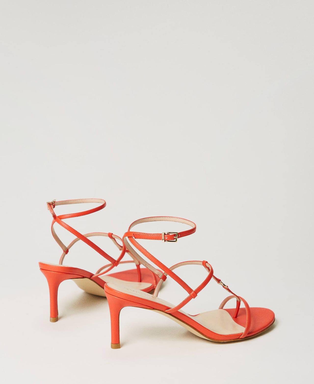 High heeled sandals with Oval T "Orange Sun” Orange Woman 241TCT102-03