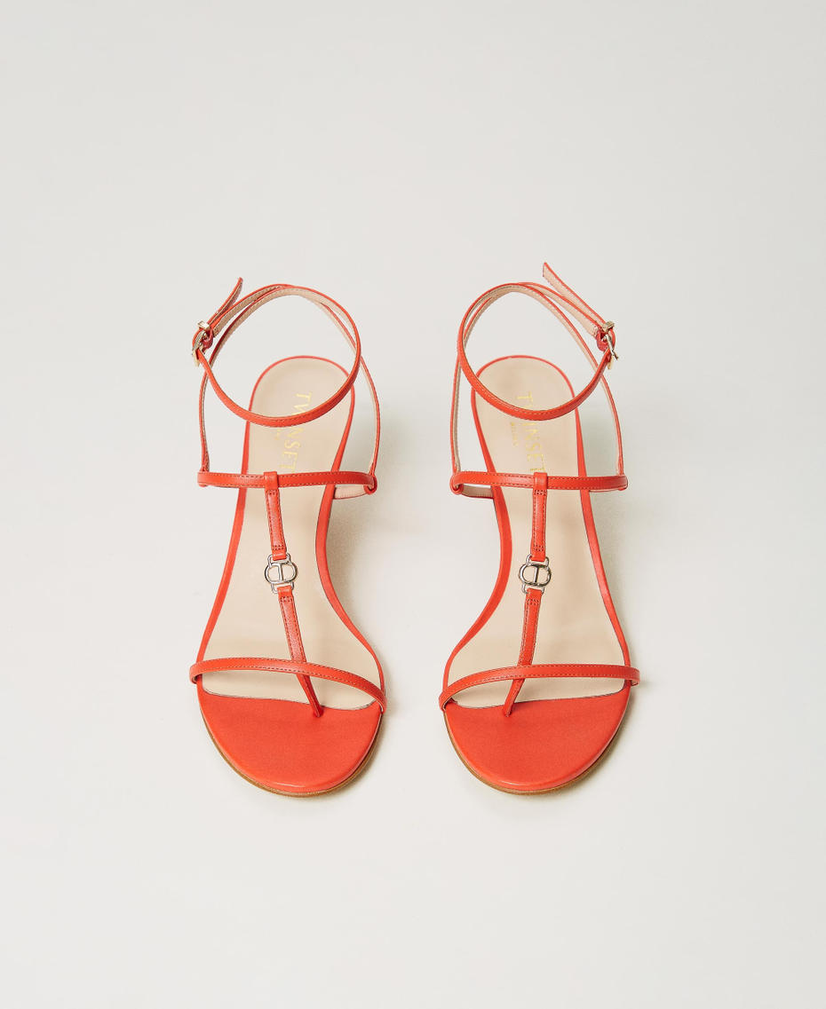High heeled sandals with Oval T "Orange Sun” Orange Woman 241TCT102-04