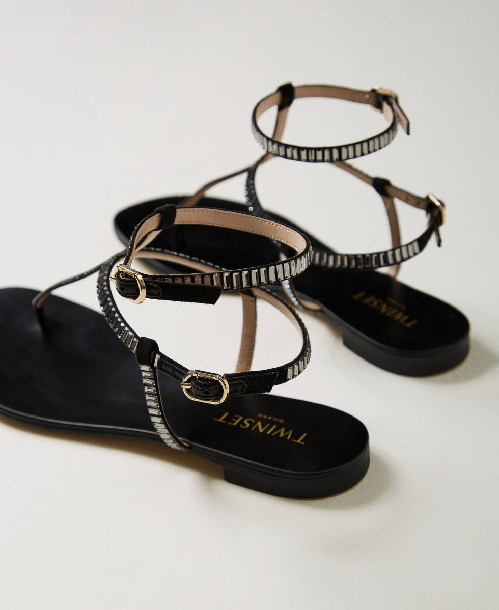 Flat thong sandals with rhinestones outlet