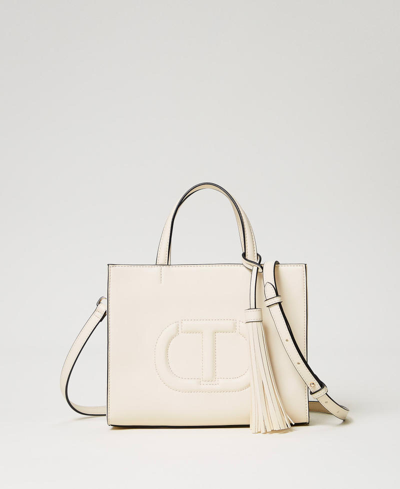 Umh&auml;ngetasche mit Oval T und Quaste "Parchment"-Beige Frau 241TD8022_07222_01