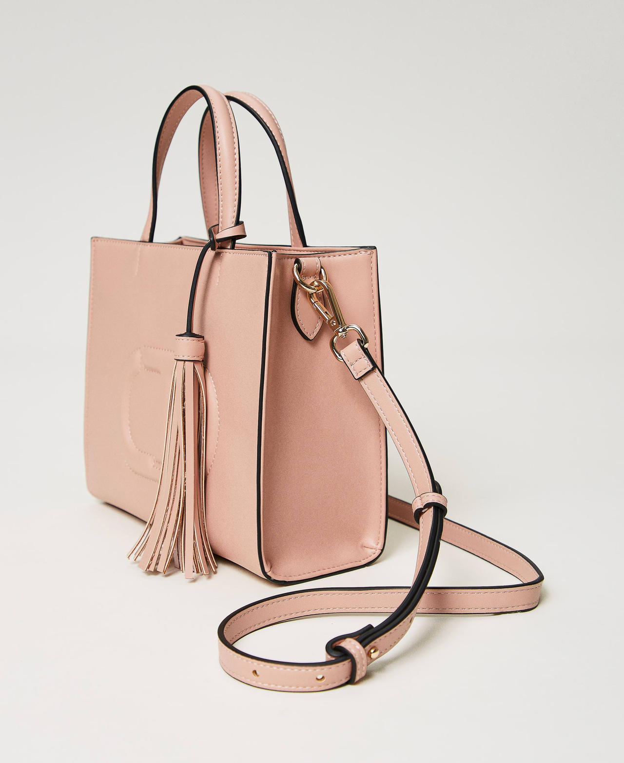 Lacoste - Borsa a tracolla in pelle beige con manico superiore
