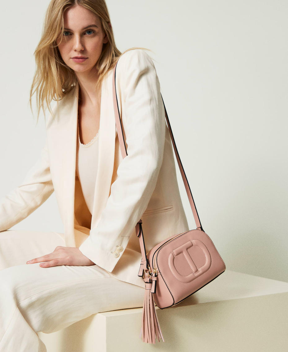 Small shoulder bag with Oval T and tassel Woman Brown TWINSET Milano