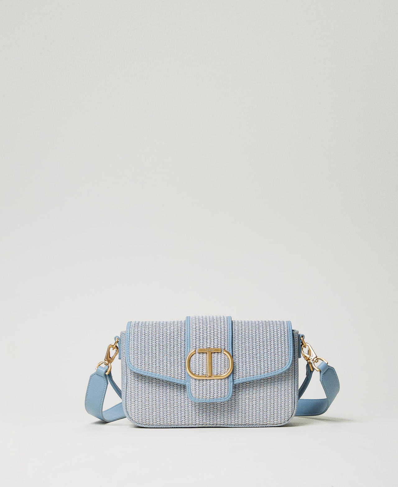 Amie raffia shoulder bag Woman Light blue TWINSET Milano