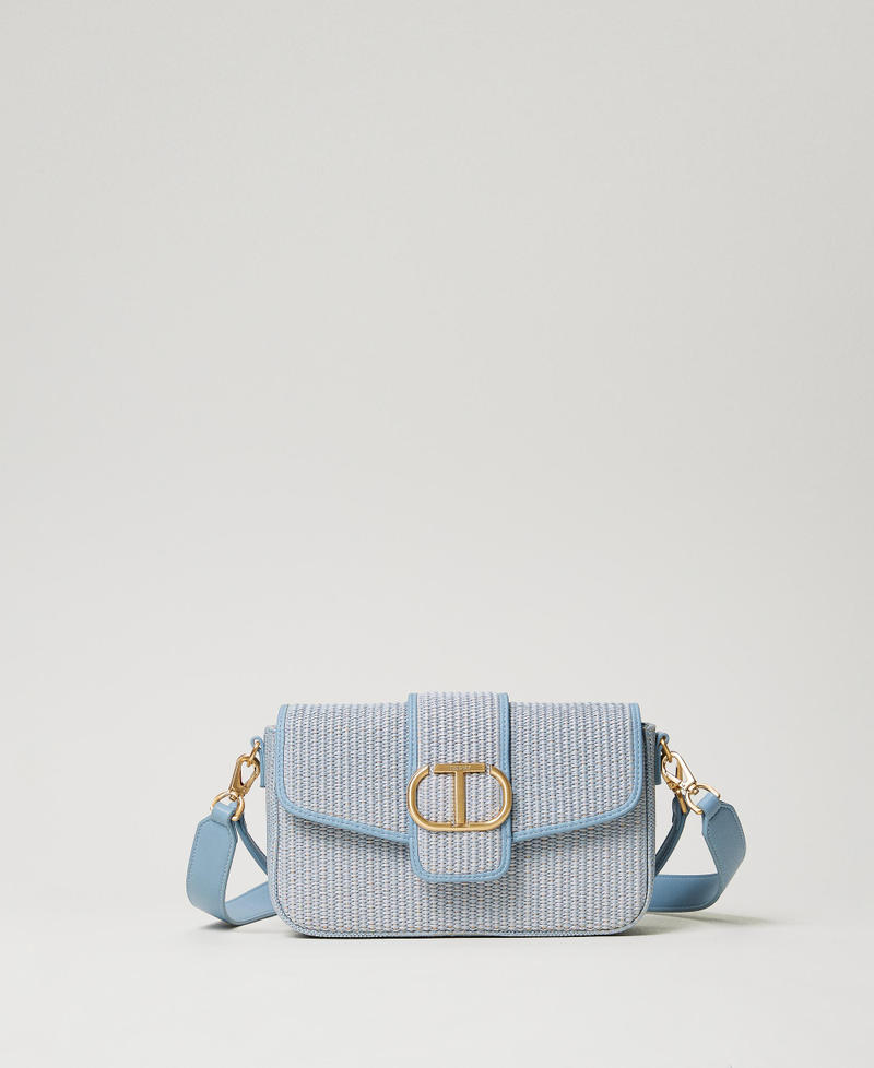 'Amie’ raffia shoulder bag “Clear Sky” Light Blue Woman 241TD8090-01