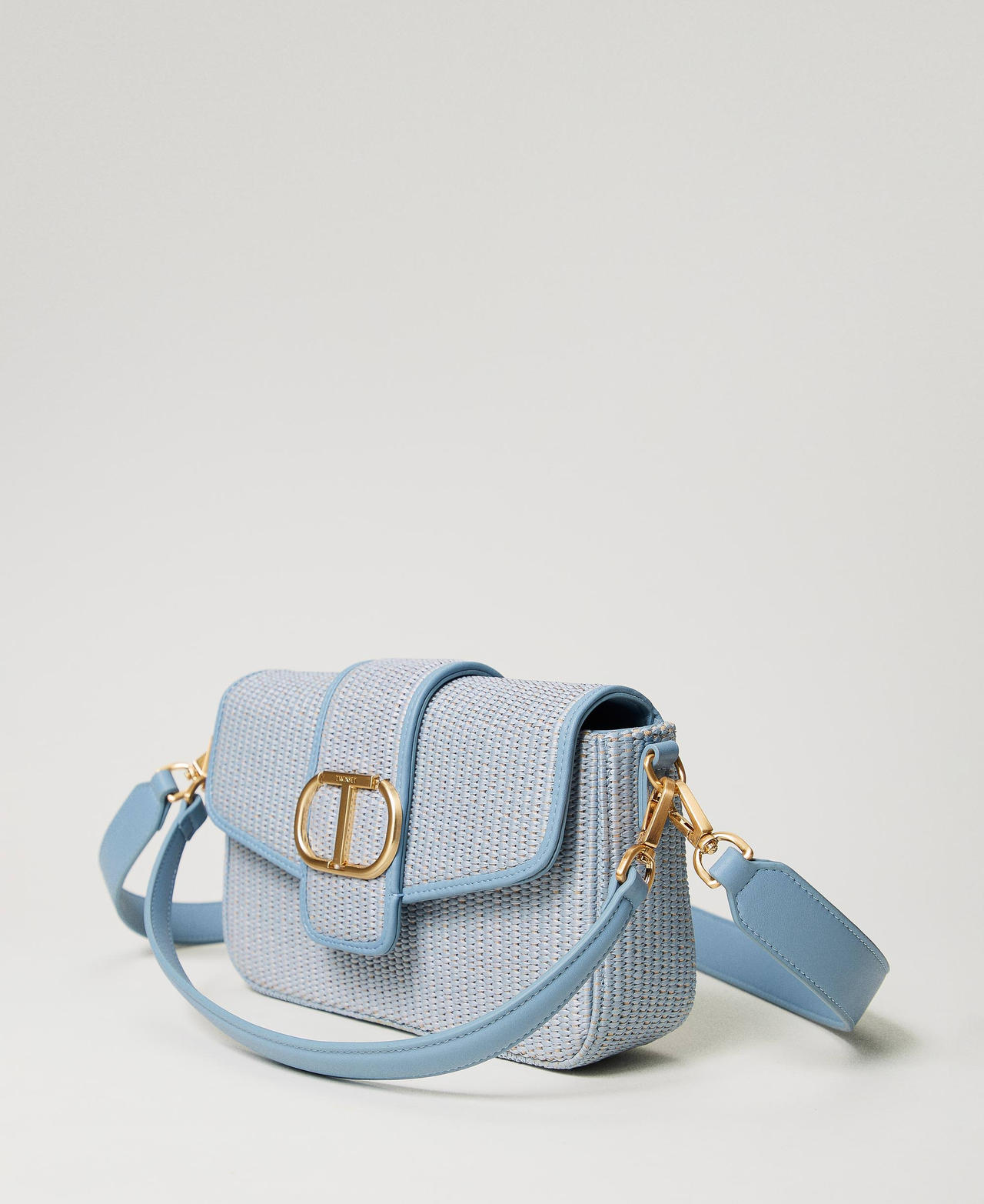 'Amie’ raffia shoulder bag “Clear Sky” Light Blue Woman 241TD8090-02