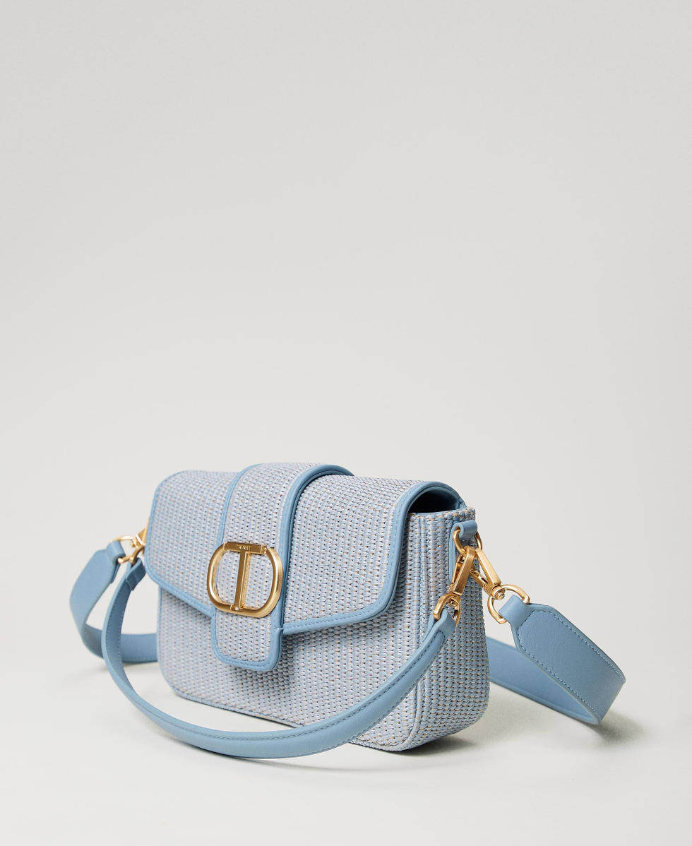 Amie' raffia shoulder bag Woman, Light blue | TWINSET Milano