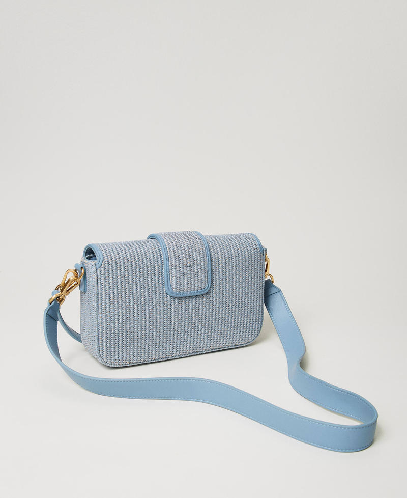 'Amie’ raffia shoulder bag “Clear Sky” Light Blue Woman 241TD8090-03