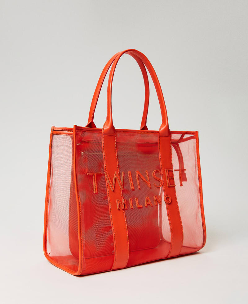Mesh shopper with logo "Orange Sun&rdquo; Orange Woman 241TD8130_06684_02