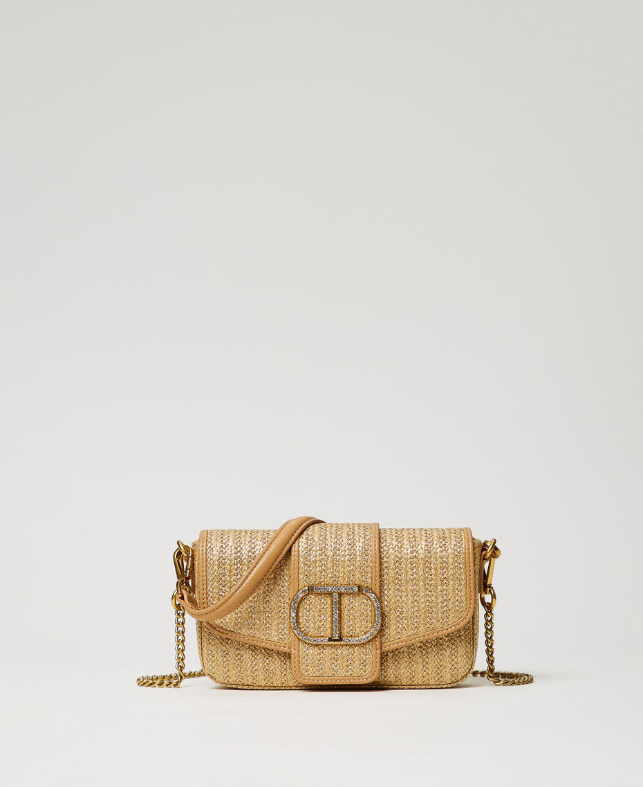 'Amie’ raffia shoulder bag with lurex