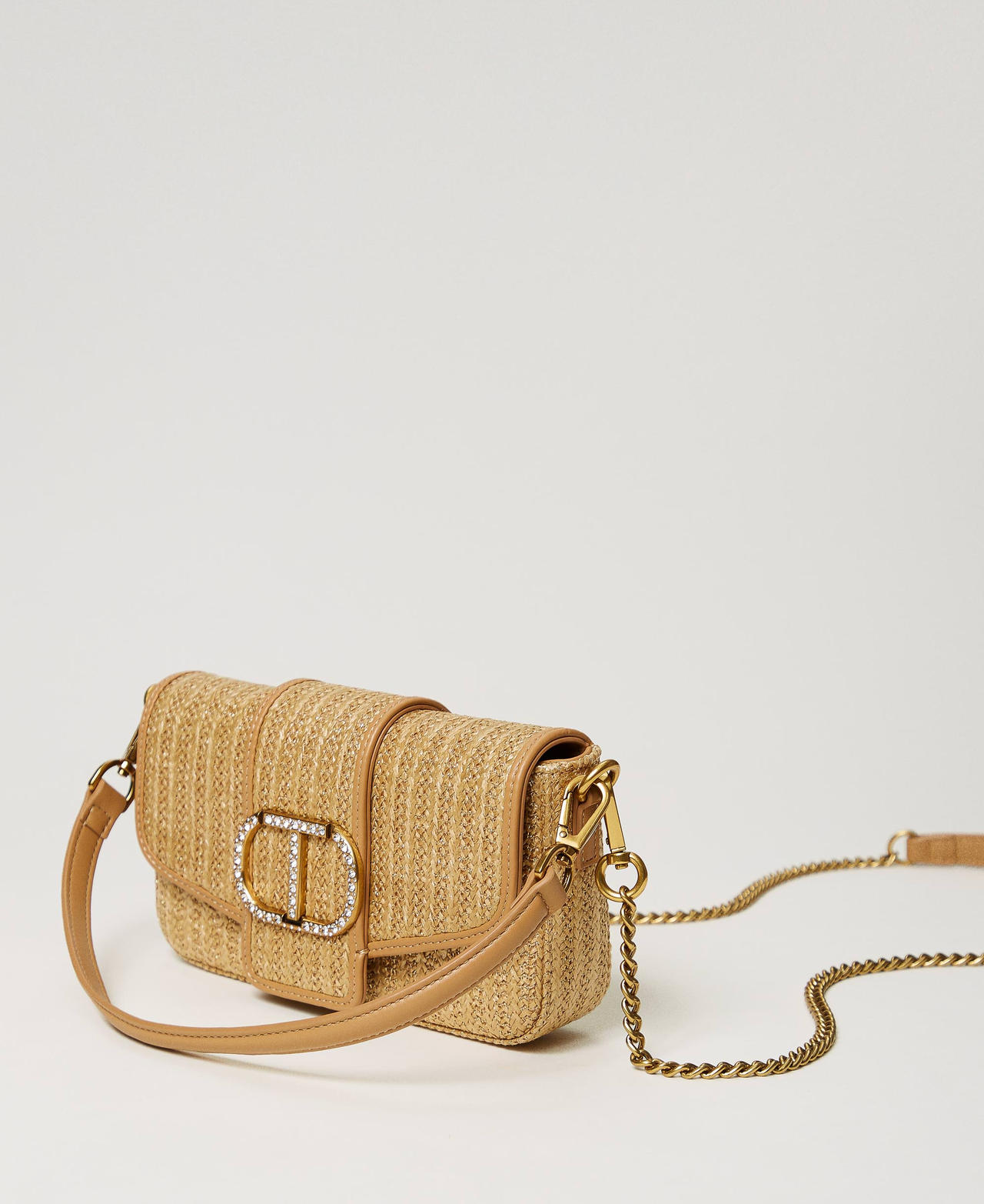 'Amie’ raffia shoulder bag with lurex Straw Woman 241TD8152-02