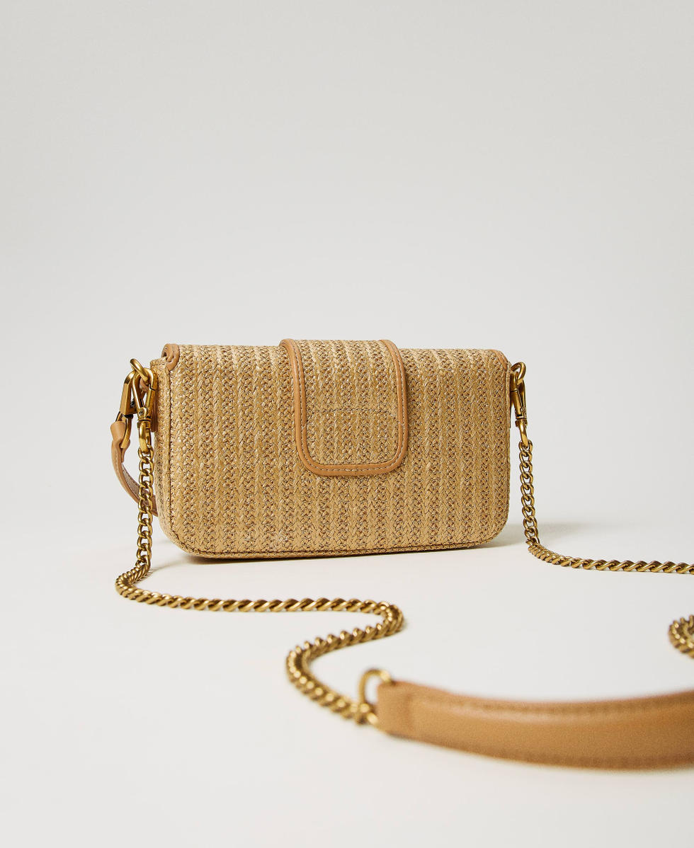 Amie' raffia shoulder bag with lurex Woman, Yellow | TWINSET