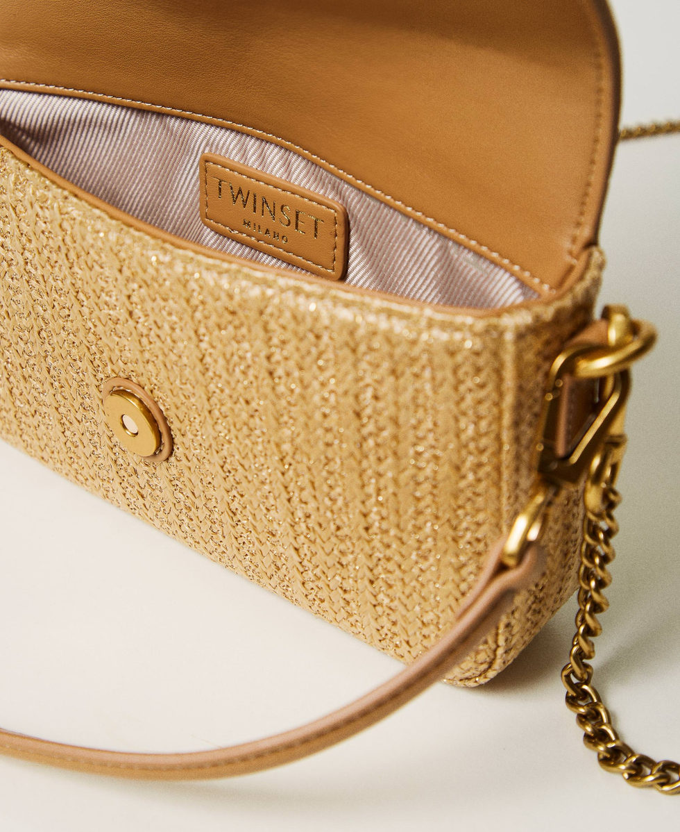 'Amie’ raffia shoulder bag with lurex