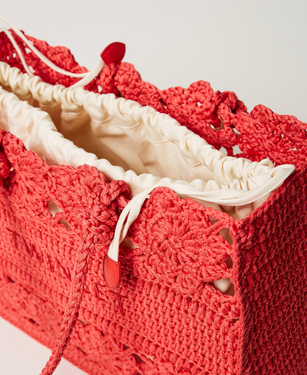 Floral crochet shopper "Lip Gloss&rdquo; Pink Woman 241TD8190_00327_04