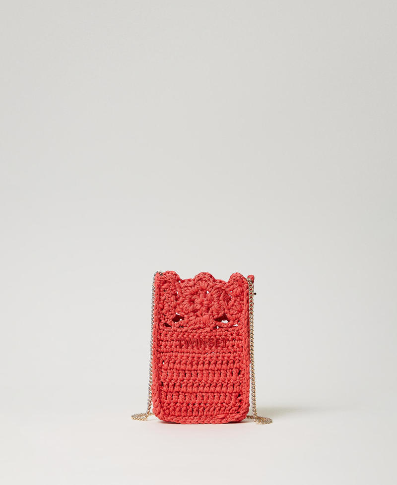 Floral crochet phone holder "Lip Gloss” Pink Woman 241TD8191-01