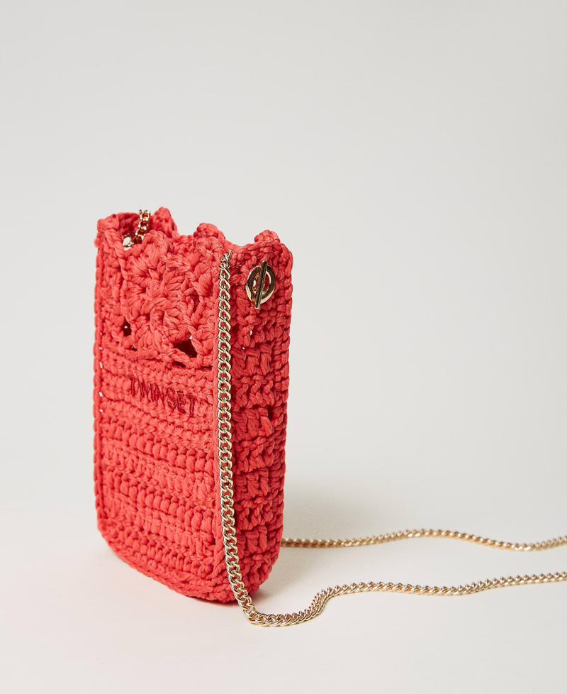 Floral crochet phone holder "Lip Gloss” Pink Woman 241TD8191_00327_02