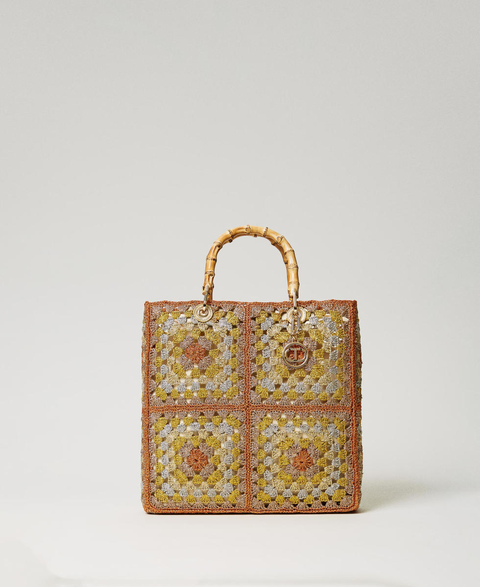 Crochet shopper with lurex