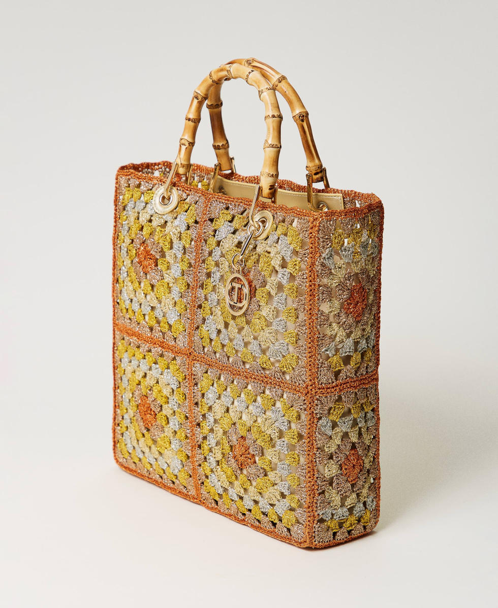 Crochet shopper with lurex