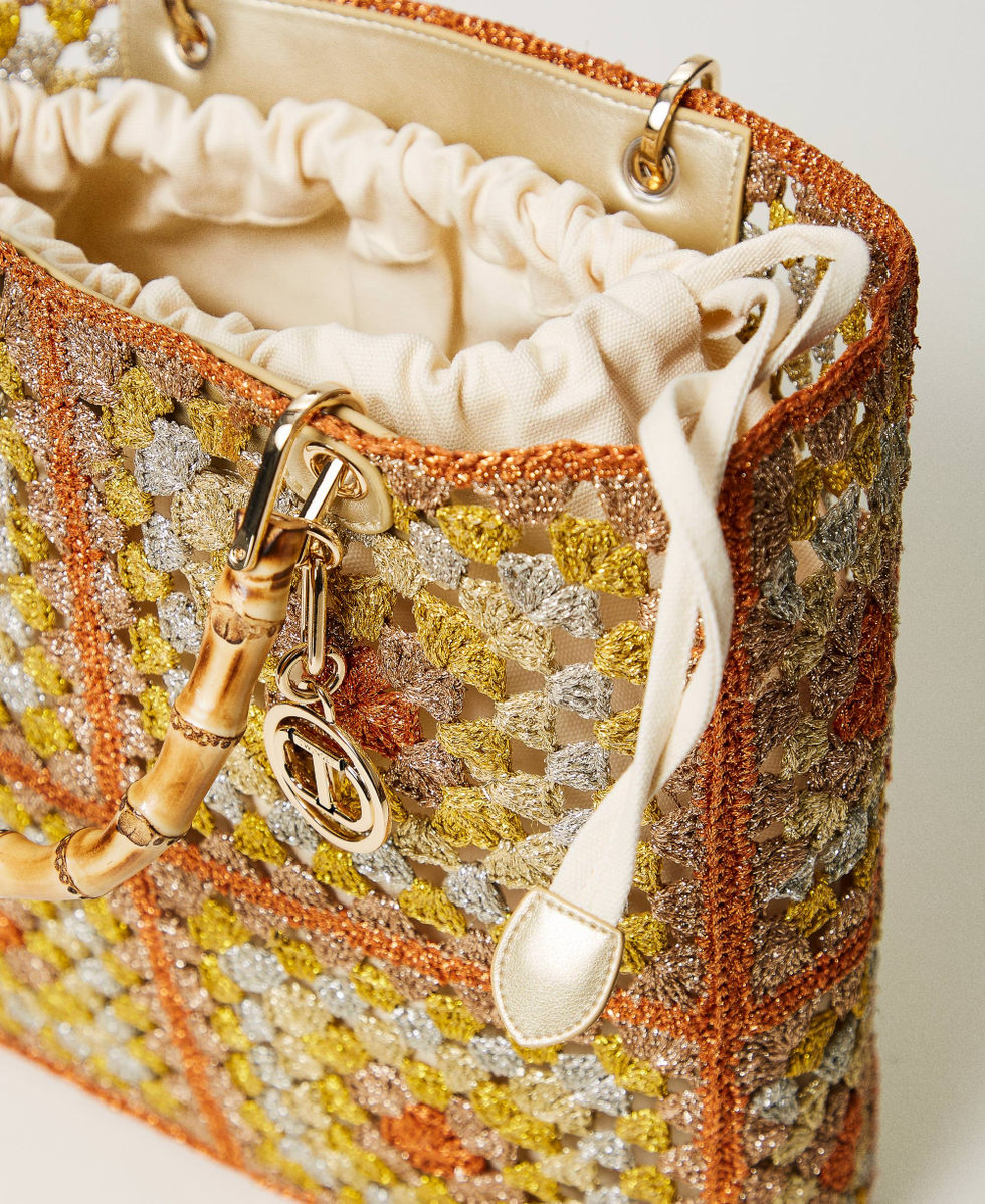 Crochet shopper with lurex