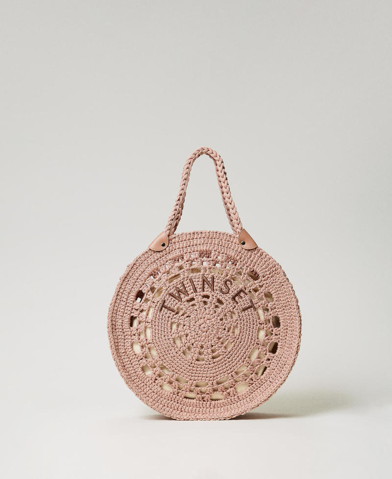 'Portofino' crochet shopper with logo “Tuscany” Brown Woman 241TD8210-01