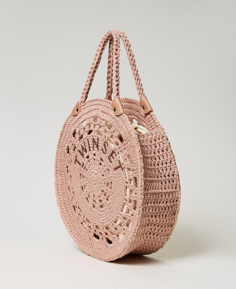 'Portofino' crochet shopper with logo “Tuscany” Brown Woman 241TD8210-02