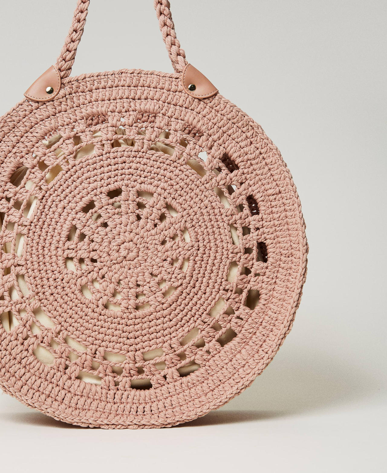 'Portofino' crochet shopper with logo “Tuscany” Brown Woman 241TD8210-03
