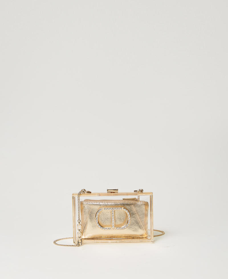 Borsa clutch in plexiglass con Oval T in strass