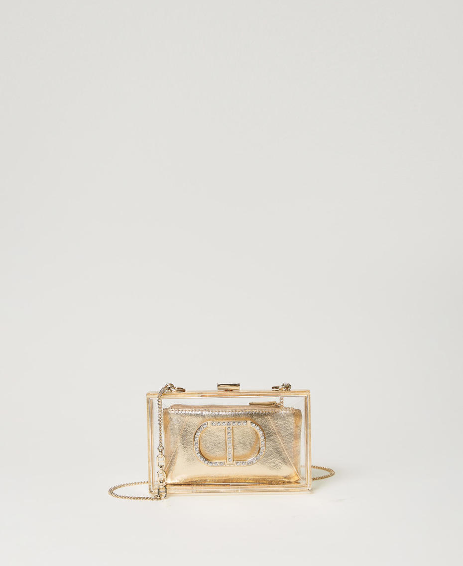 Borsa clutch in plexiglass con Oval T in strass