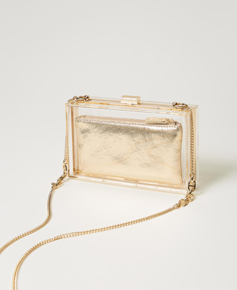 Borsa clutch in plexiglass con Oval T in strass
