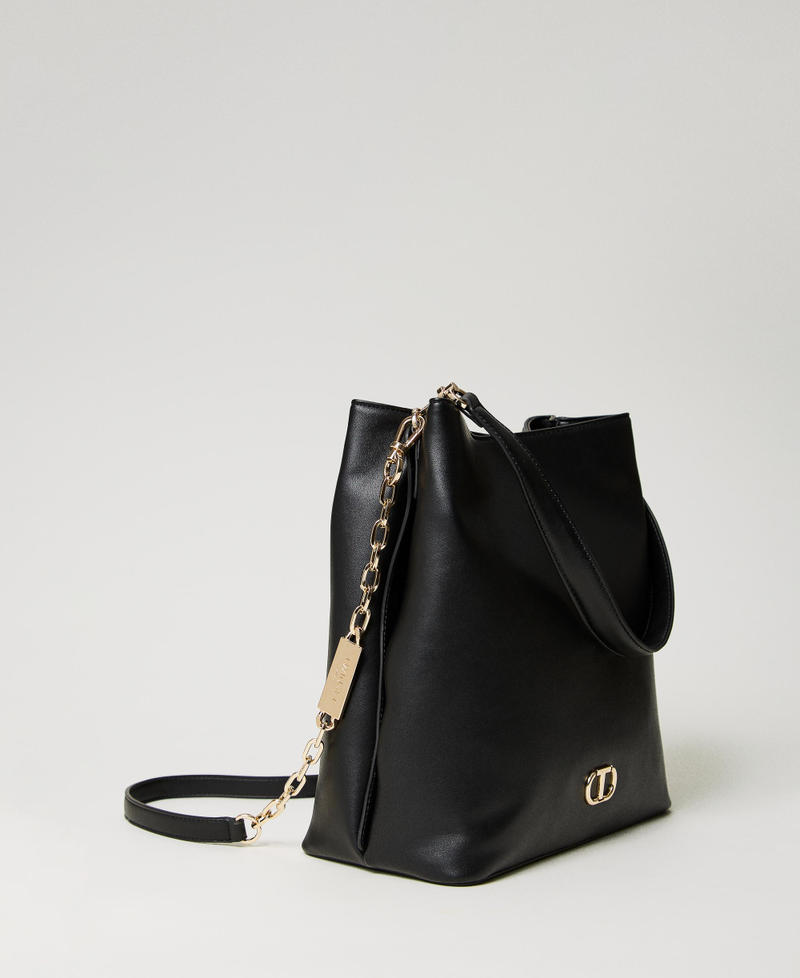 Bolso hobo efecto piel con Oval T Negro Mujer 241TD8272_00006_02