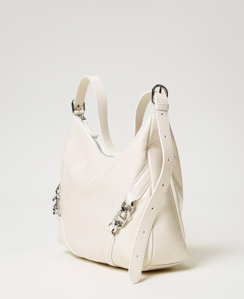 Hobo-Bag „Hamptons“ aus Glanzleder Weiß Schnee Frau 241TD8321-02