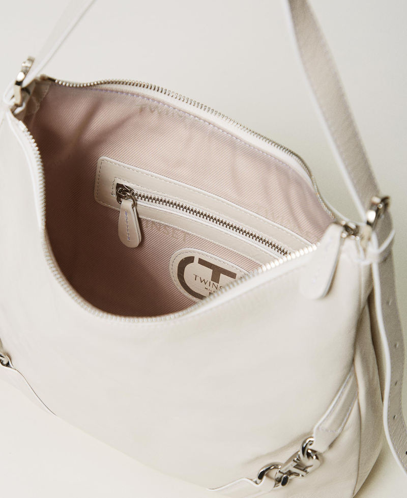  Shiny leather 'Hamptons’ hobo bag White Snow Woman 241TD8321_00282_04