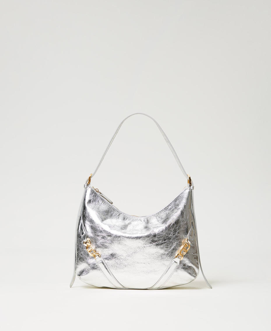 Shiny leather 'Hamptons’ hobo bag White Snow Woman 241TD8321-01