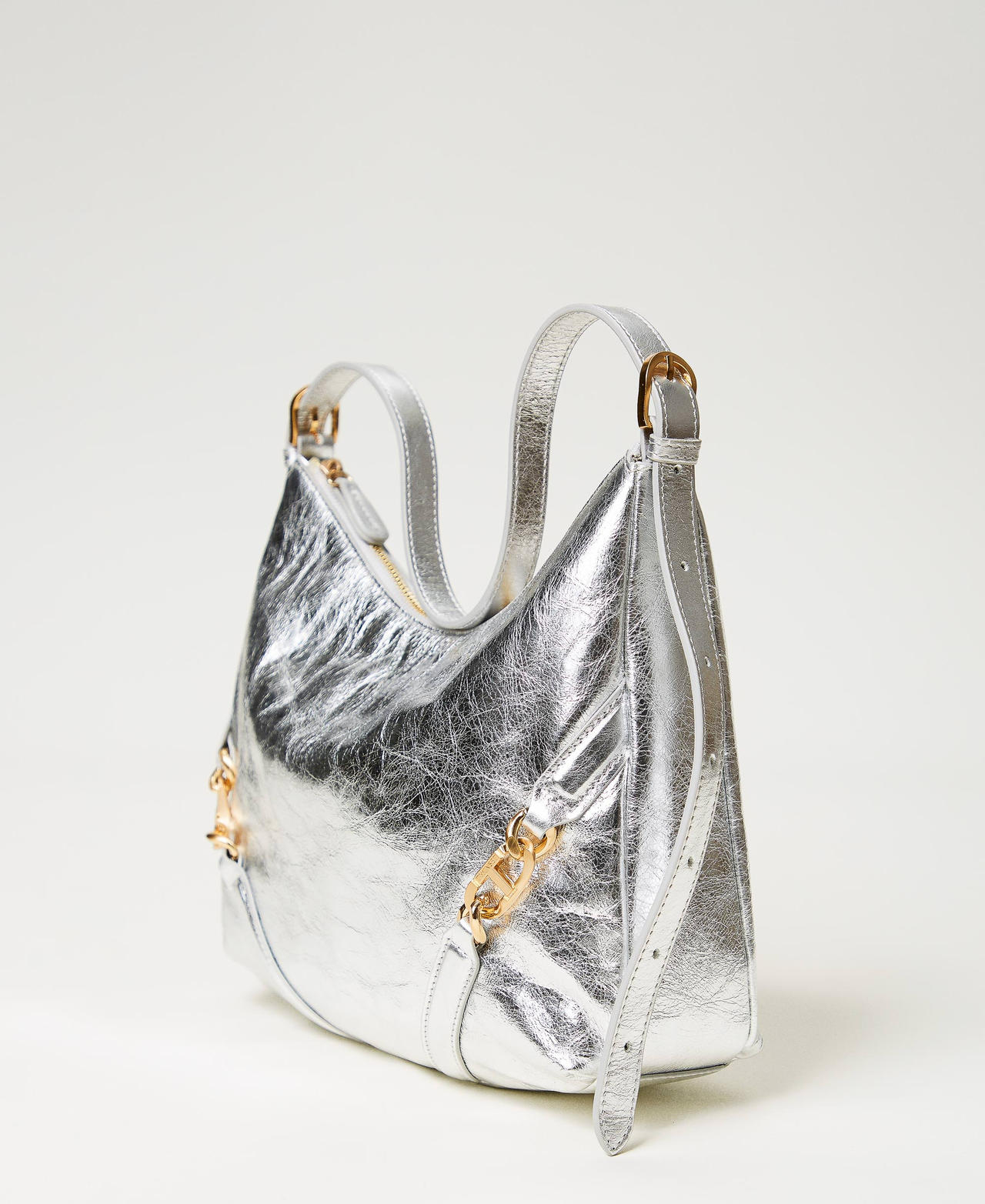 Shiny leather 'Hamptons’ hobo bag White Snow Woman 241TD8321-02