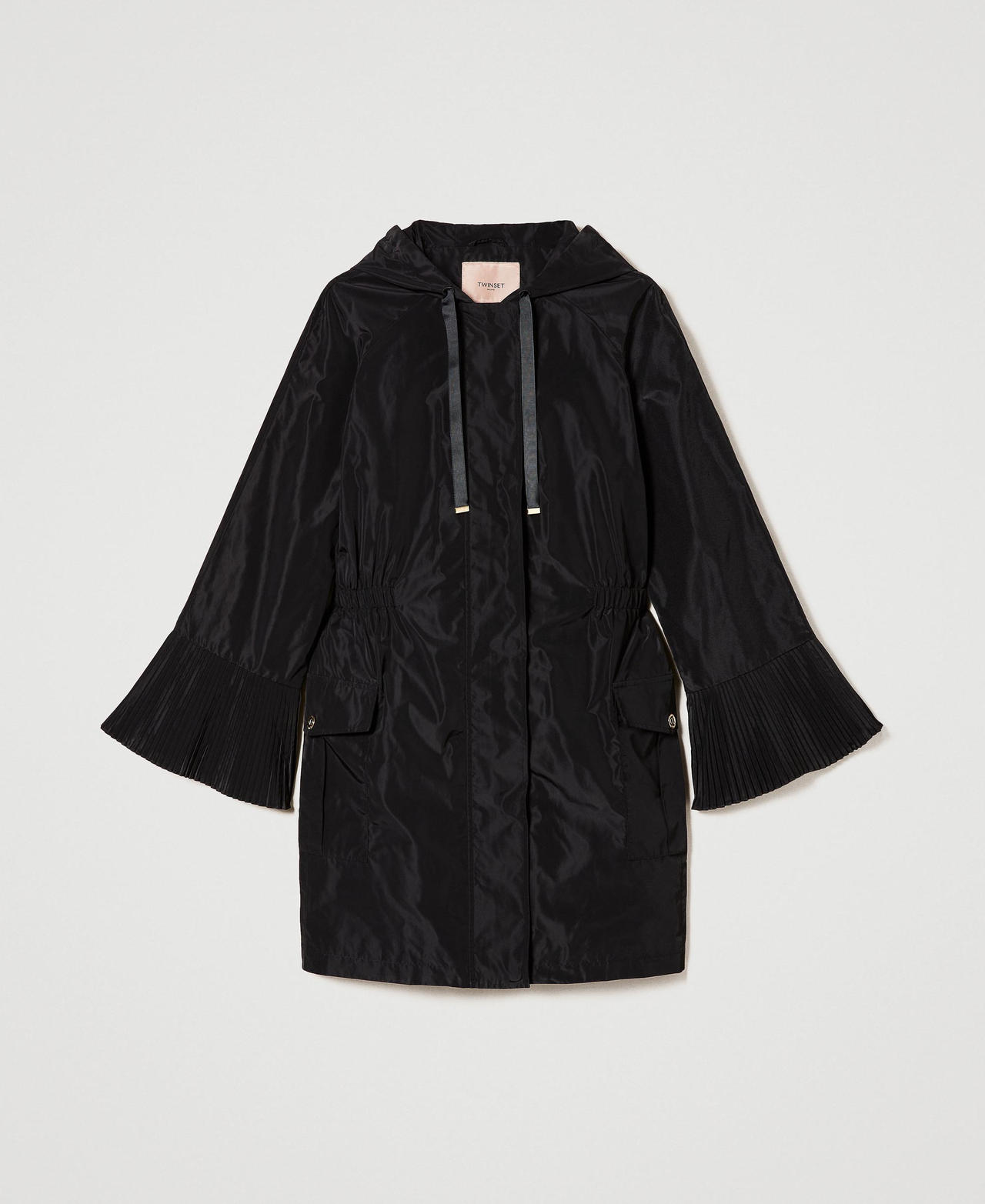 Parka en taffetas avec volants plissés