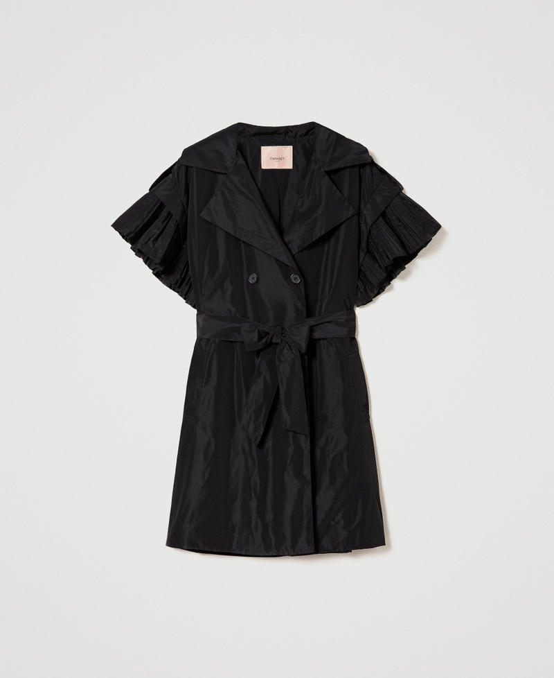 Taffeta gilet with pleated flounces