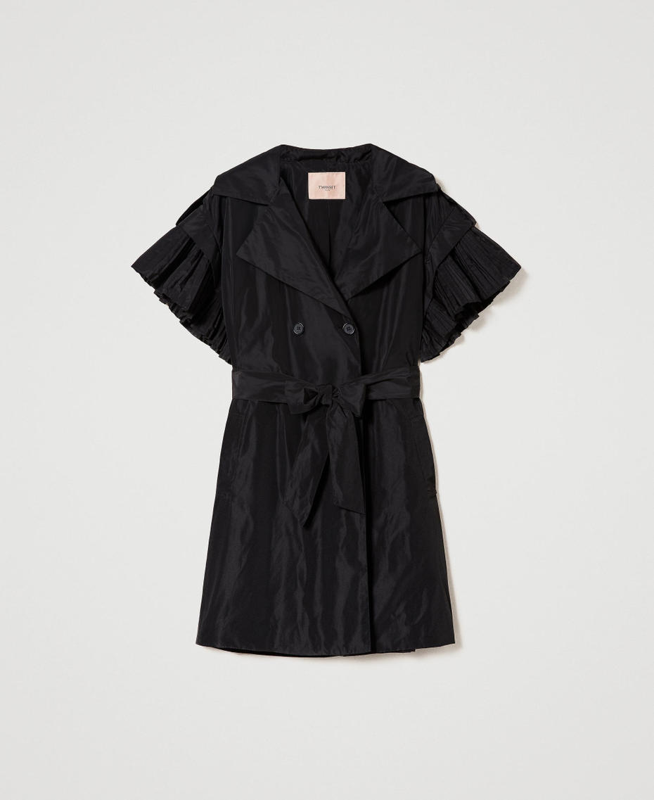 Taffeta gilet with pleated flounces