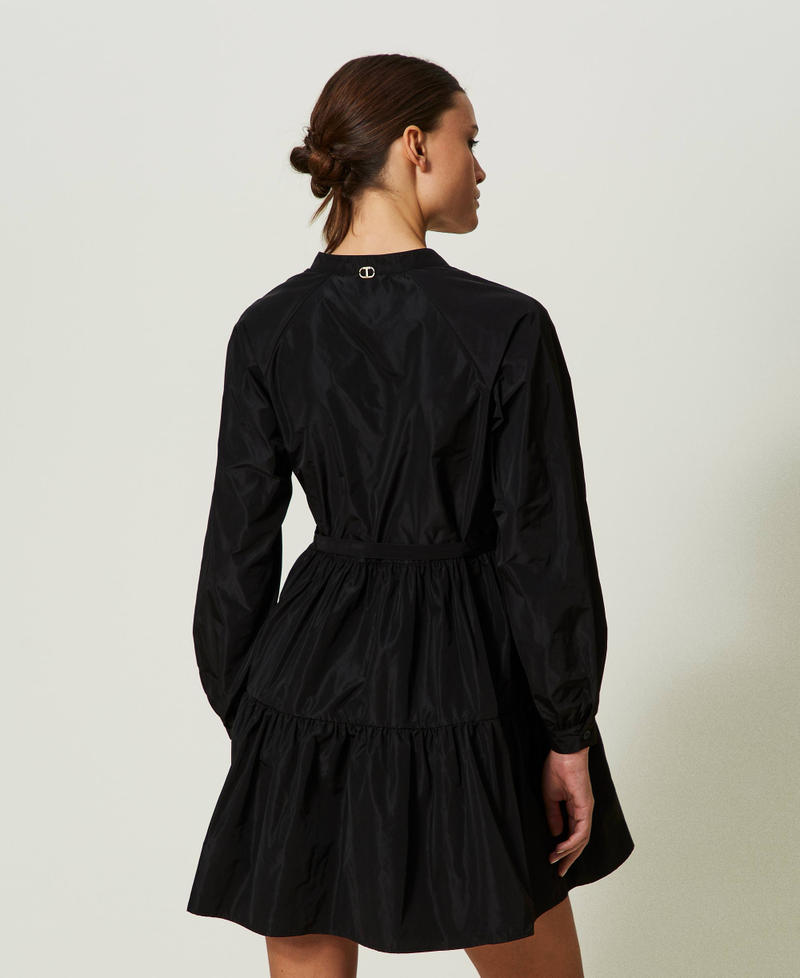 Короткое платье из тафты с оборкой Черный женщина 241TE2014-03