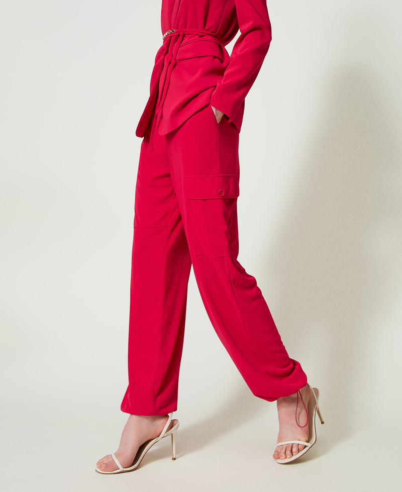 Cargo trousers with drawstring "Bright Rose” Pink Woman 241TE2052-02