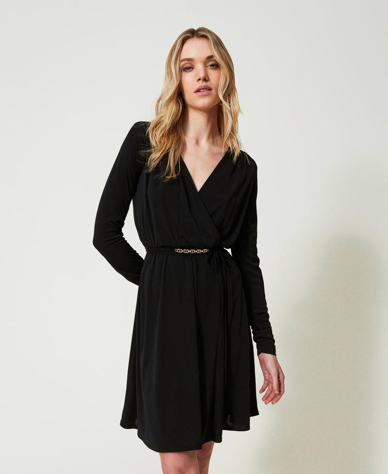 VOSERY Vestaglia corta a maniche lunghe da donna, con zucche per Halloween, con cintura, camicia da notte, Nero, M