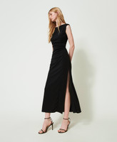 Twinset Milano Black Gold Net Maxi Dress New UK10