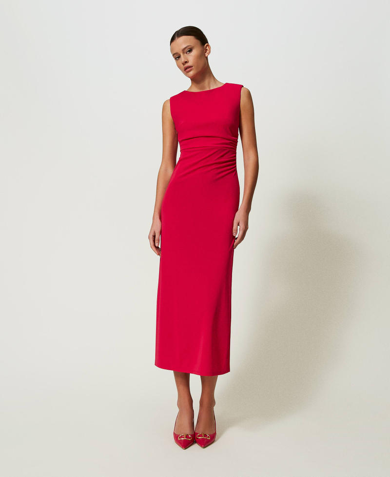 Long dress with gathering "Bright Rose&rdquo; Pink Woman 241TE2057_10802_01