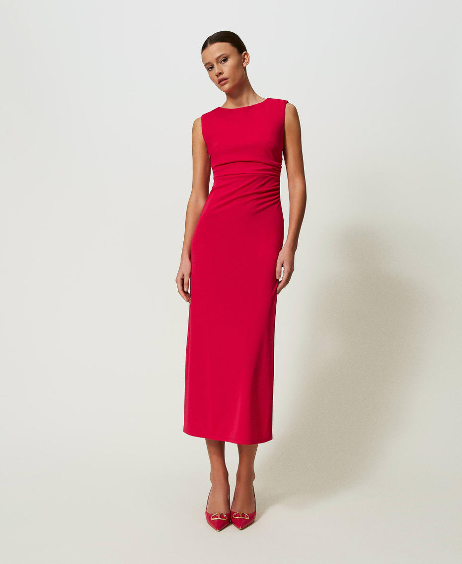 Long dress with gathering "Bright Rose&rdquo; Pink Woman 241TE2057_10802_01