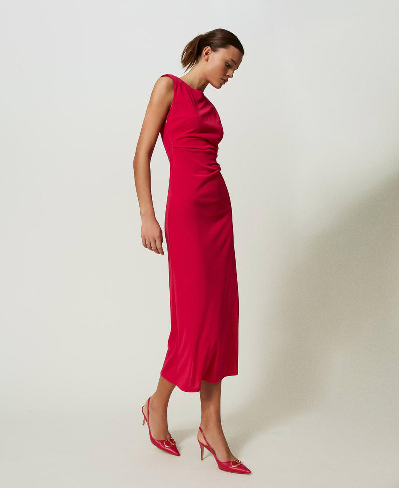 Long dress with gathering "Bright Rose&rdquo; Pink Woman 241TE2057_10802_02