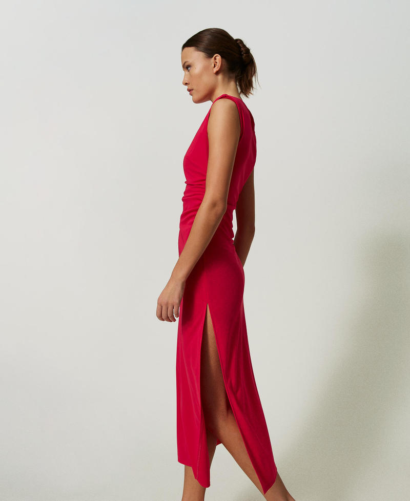 Long dress with gathering "Bright Rose&rdquo; Pink Woman 241TE2057_10802_03